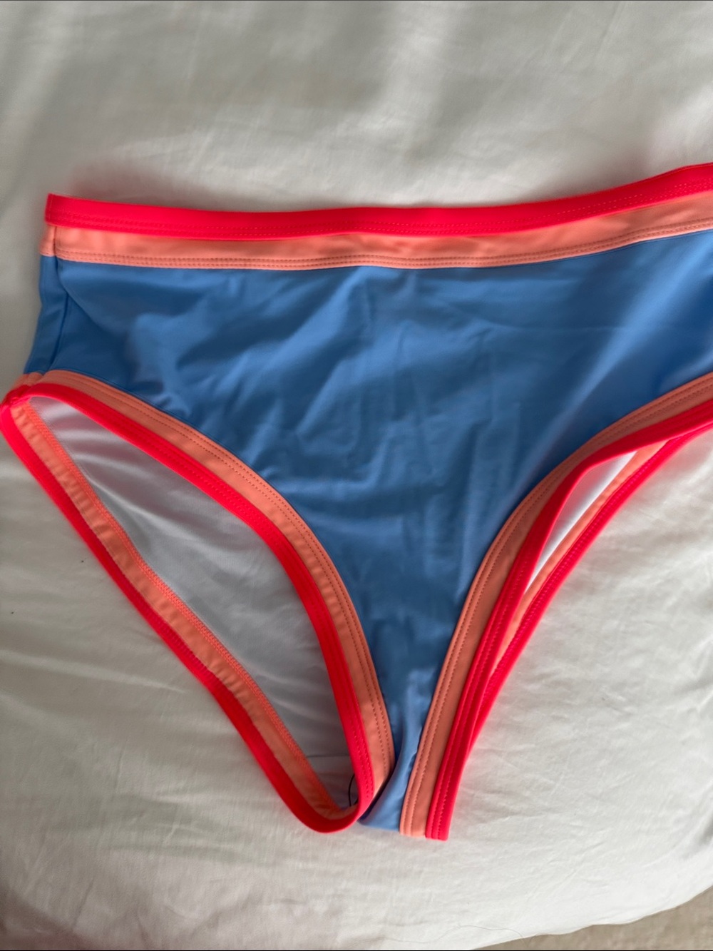 NWT S swim women’s three piece Blue & Coral Bikini Set top, bottoms, skirt - Picture 4 of 5